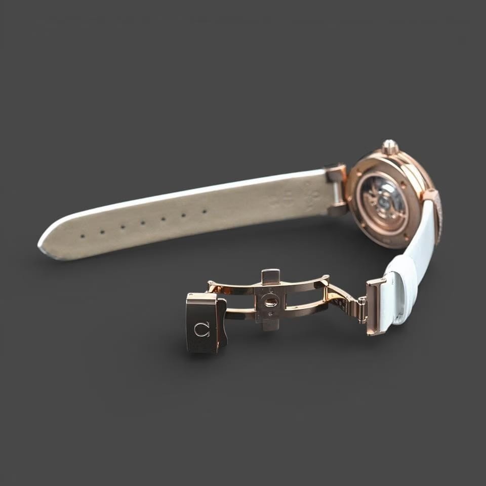 Omega De Ville Ladymatic Sedna gold / 34 mm / Box&Papers / 425.67.34.20.55.009