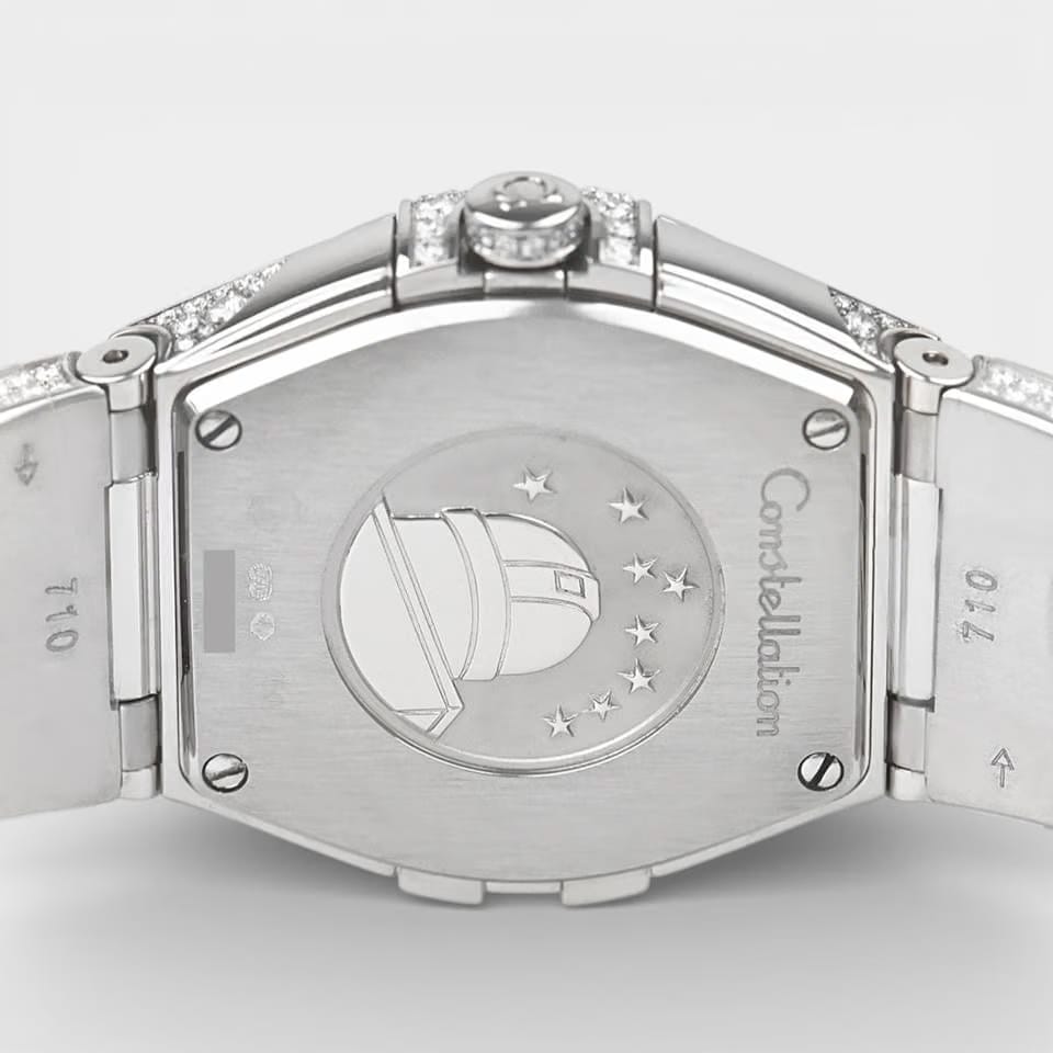 Omega Constellation Quartz White gold / 27 mm / Box&Papers / 123.55.27.60.55.012