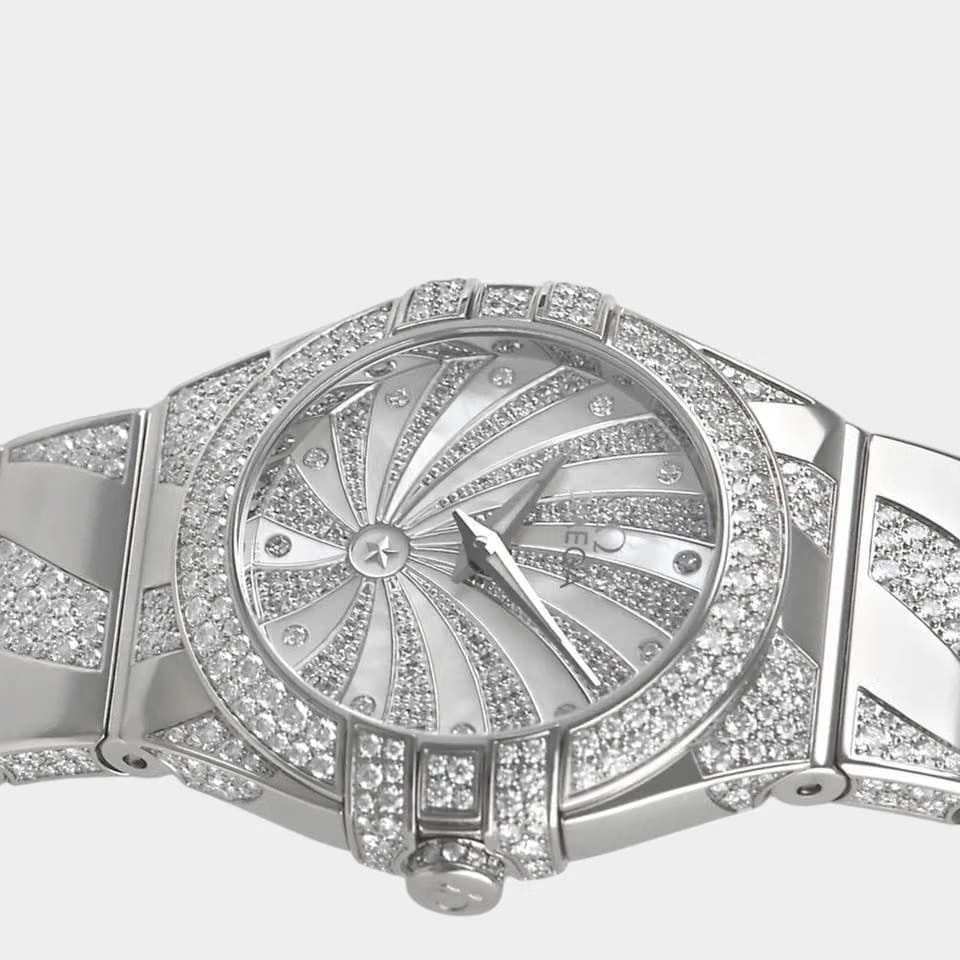 Omega Constellation Quartz White gold / 24 mm / Box&Papers / 123.55.24.60.55.012