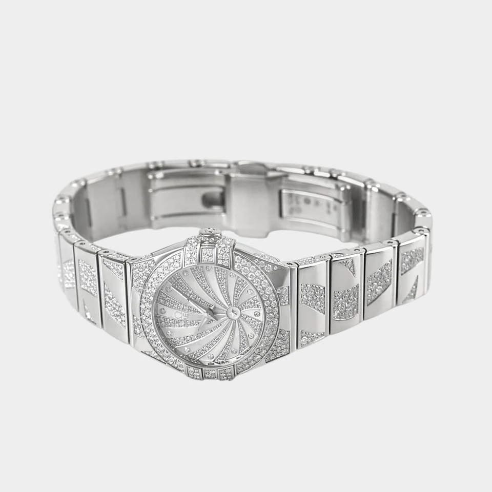 Omega Constellation Quartz White gold / 24 mm / Box&Papers / 123.55.24.60.55.012