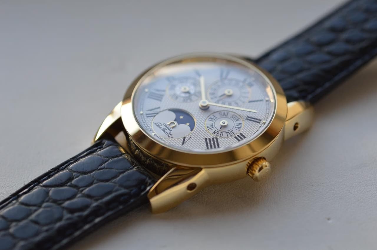 Omega Louis Brandt Perpetual Calendar Automatic 18 K Yellow Gold Full Set NOS
