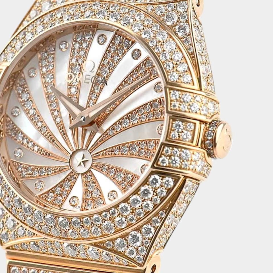 Omega Constellation Quartz Diamonds / Red Gold / 24mm / Box&Papers / 123.55.24.60.55.0