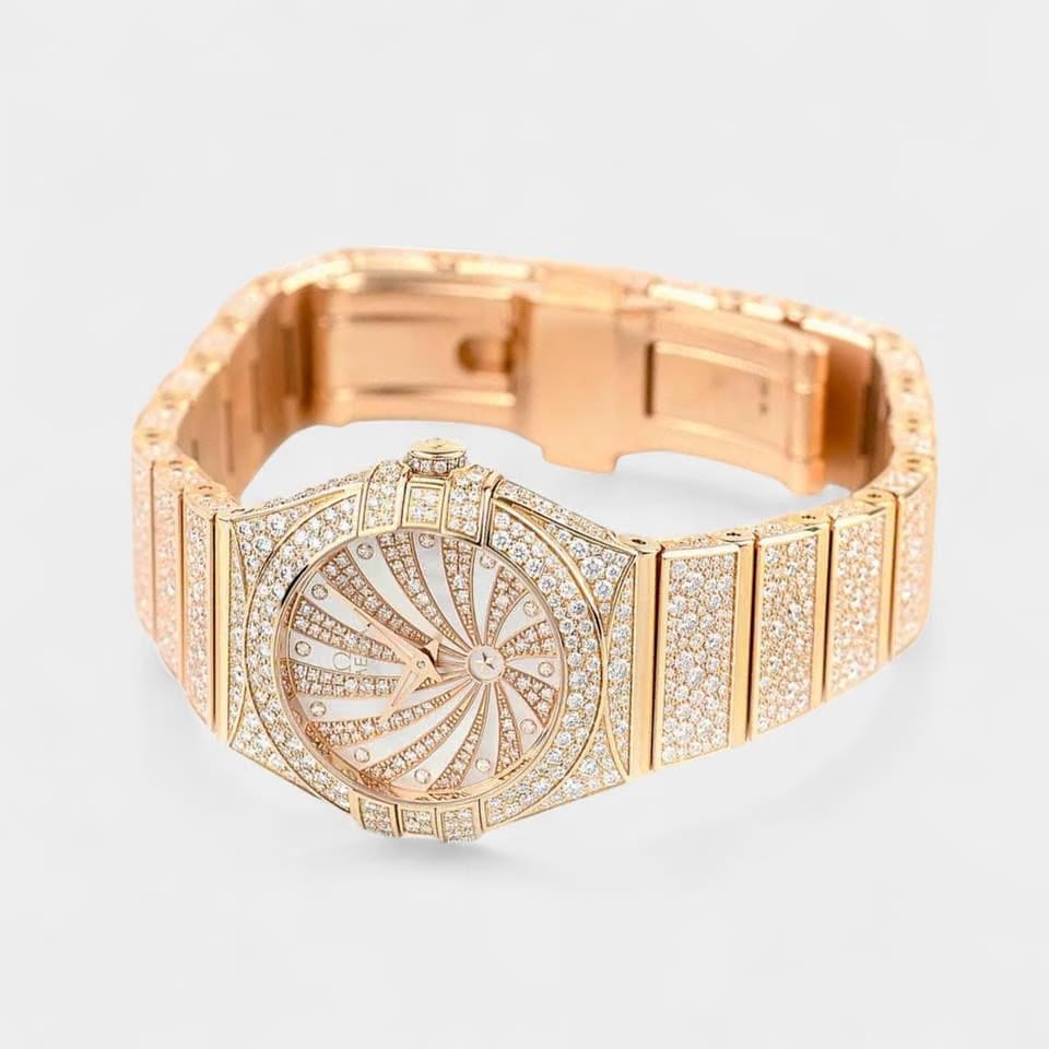 Omega Constellation Quartz Diamonds / Red Gold / 24mm / Box&Papers / 123.55.24.60.55.0