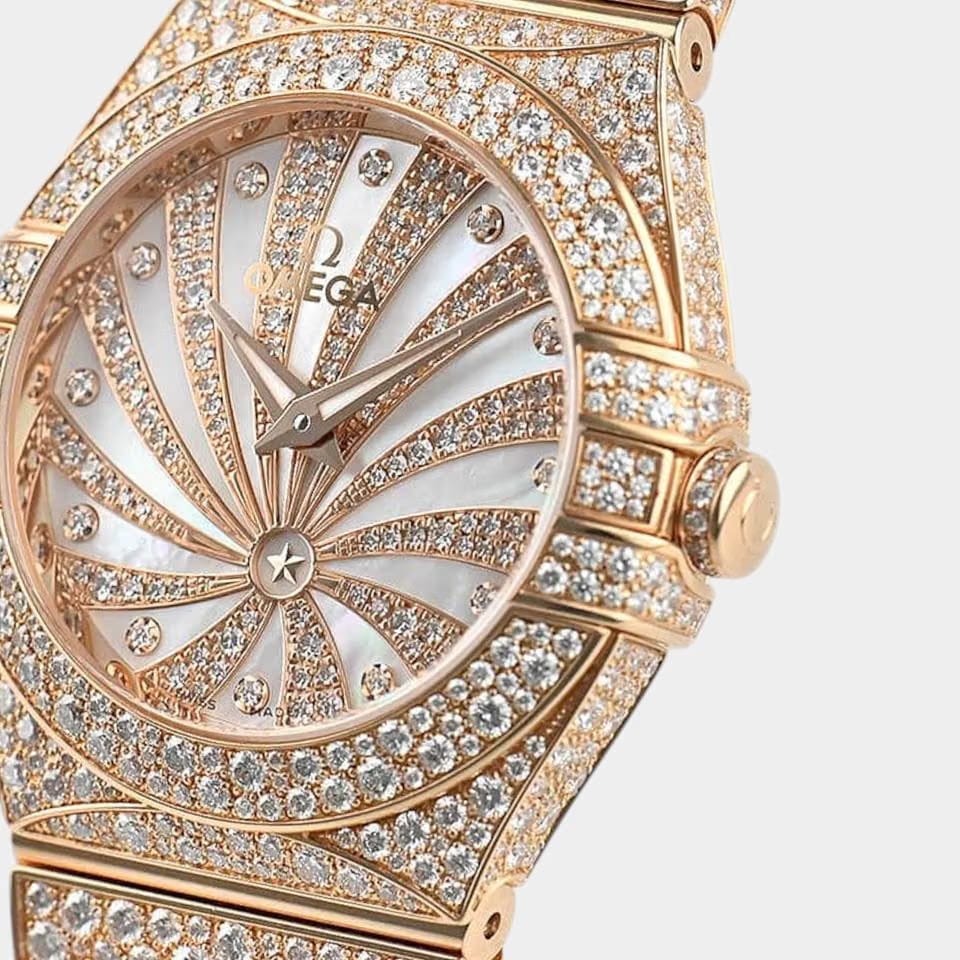 Omega Constellation Quartz Diamonds / Red Gold / 27mm Box&Papers 123.55.27.60.55.009