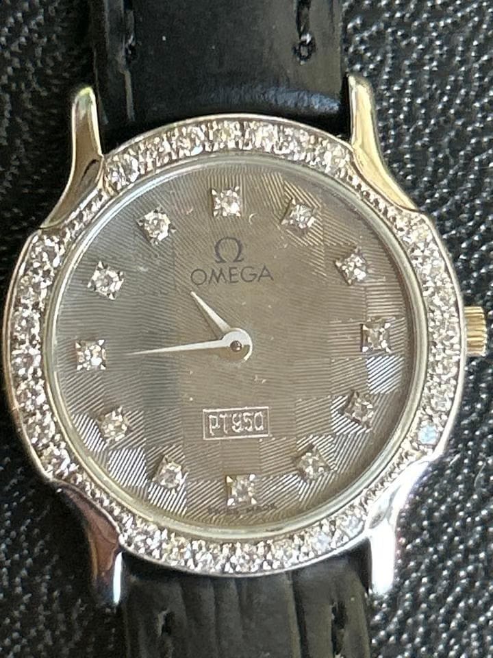 Omega Platinum case and dial ladies Factory set diamonds