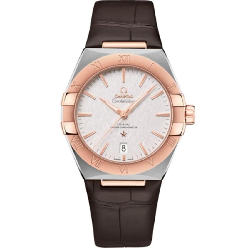 Omegaautomatic 39mm metal Alligator leather watch 131.23.39.20.02.001 BC