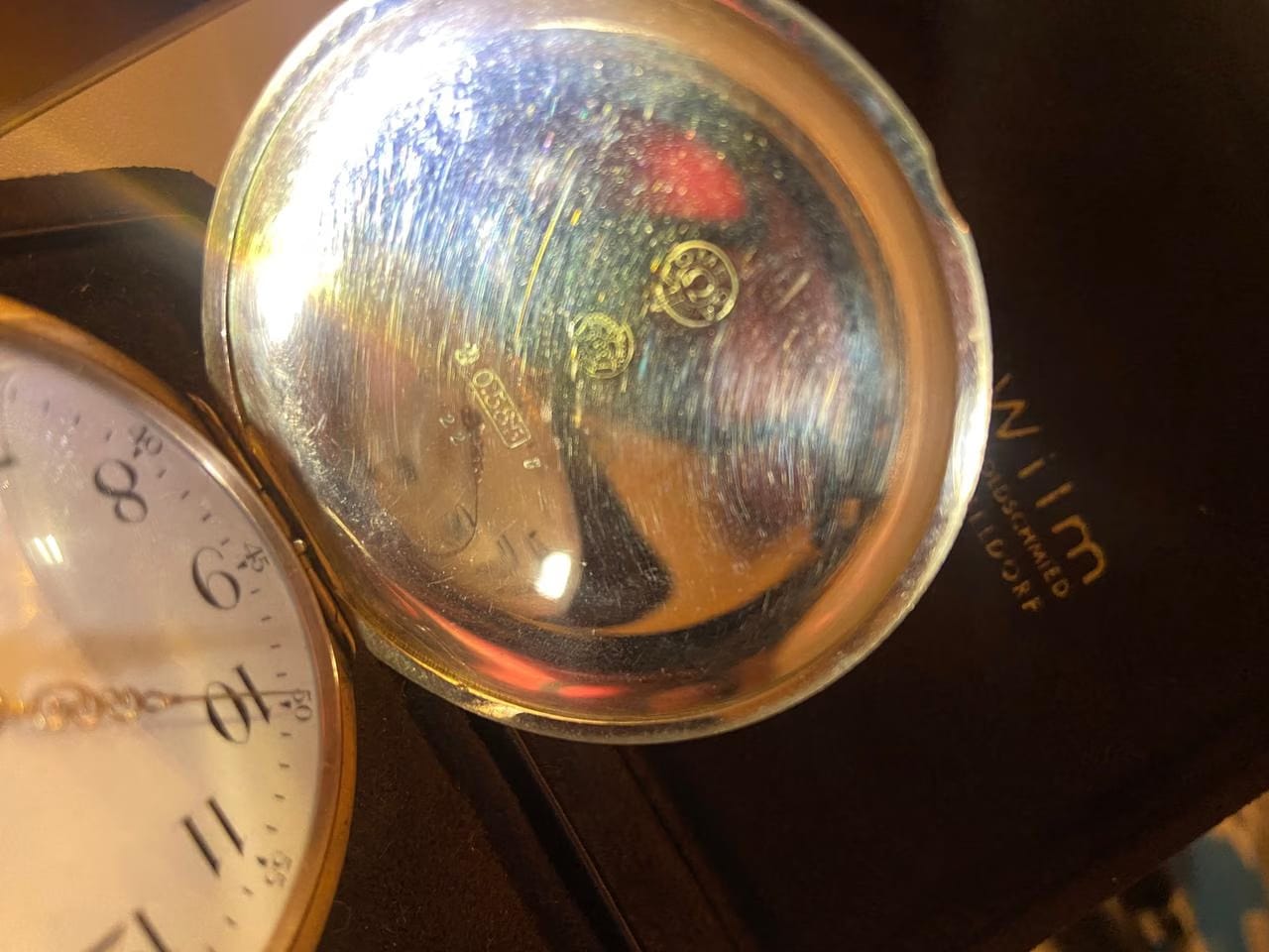 Omega Savonette Taschenuhr Seltene antike Omega Savonette-Taschenuhr 585 Gold H J WILM