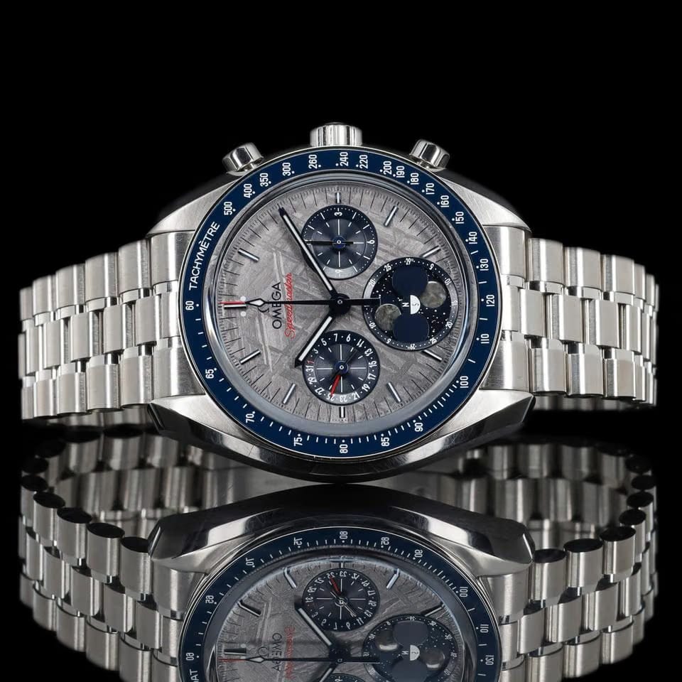 Omega Speedmaster Moonphase Meteorite Moonphase Silver Meteorite 304.30.43.52.06.001 FULL SET
