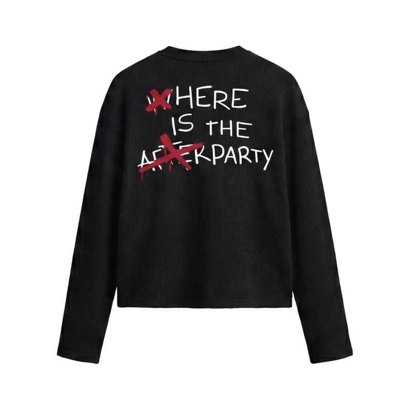 Forfksake Afterparty Scenes Waffle Long Sleeve Black