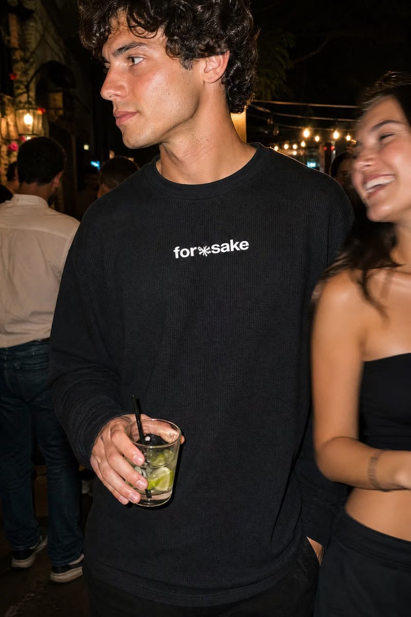 Forfksake Afterparty Scenes Waffle Long Sleeve Black