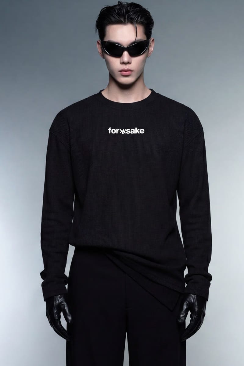 Forfksake Afterparty Scenes Waffle Long Sleeve Black