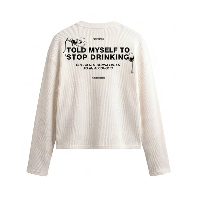 Forfksake Alcoholic Waffle Long Sleeve Off White