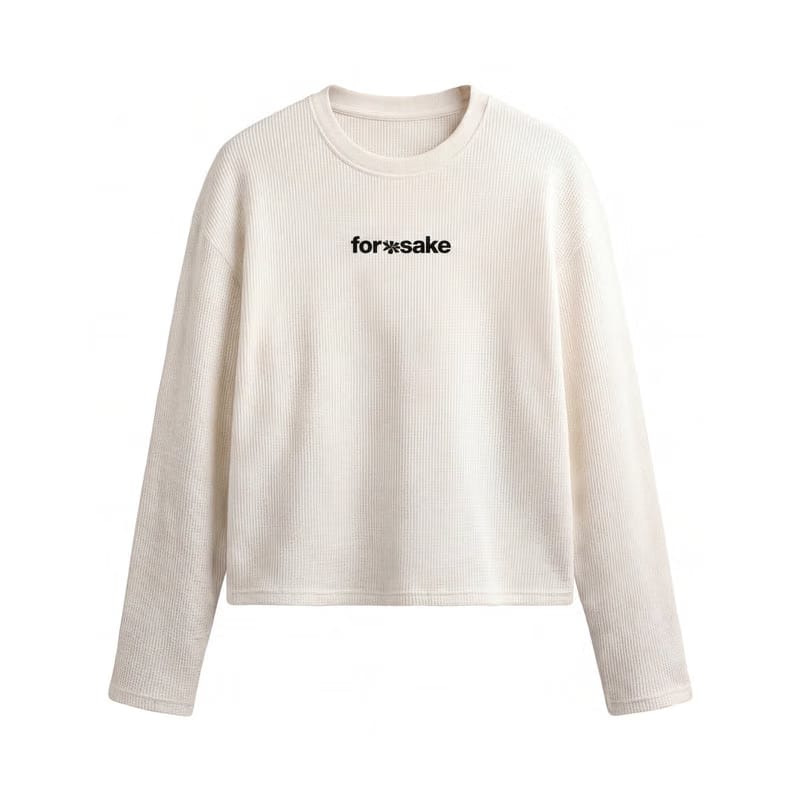 Forfksake Alcoholic Waffle Long Sleeve Off White