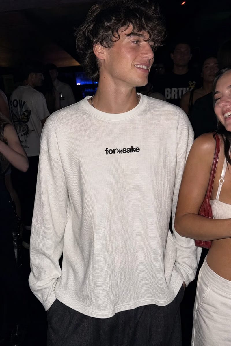 Forfksake Alcoholic Waffle Long Sleeve Off White