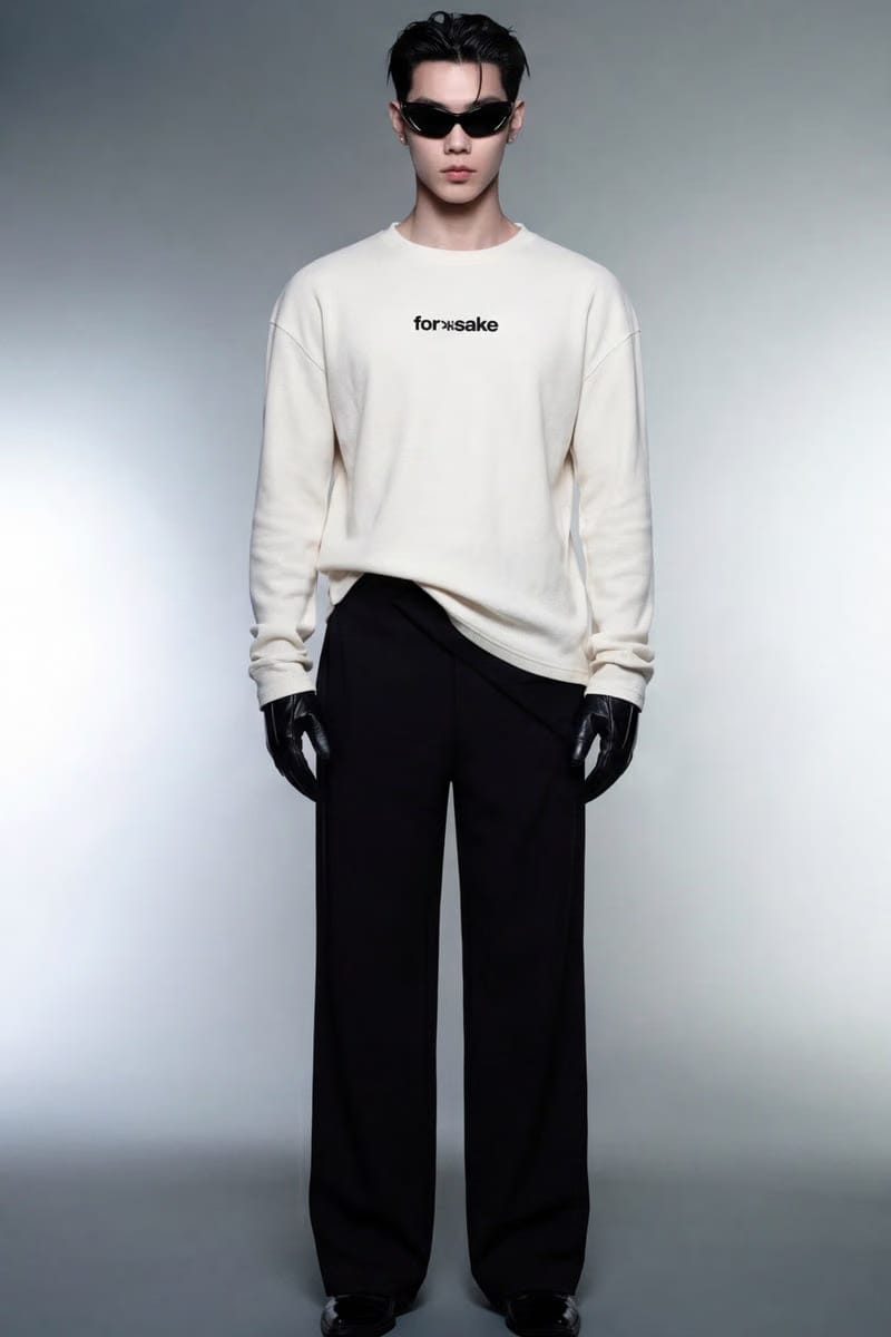 Forfksake Alcoholic Waffle Long Sleeve Off White