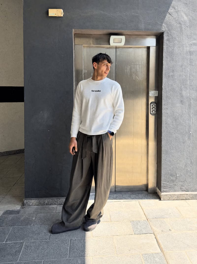 Forfksake Alcoholic Waffle Long Sleeve Off White