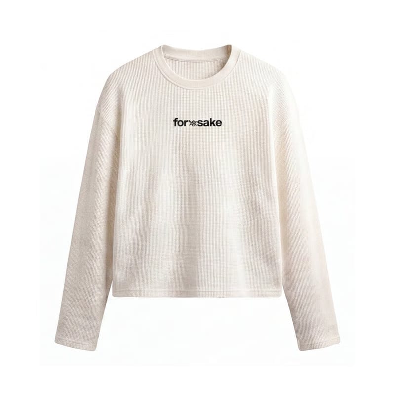 Forfksake Don't Stop Working Waffle Long Sleeve Off White