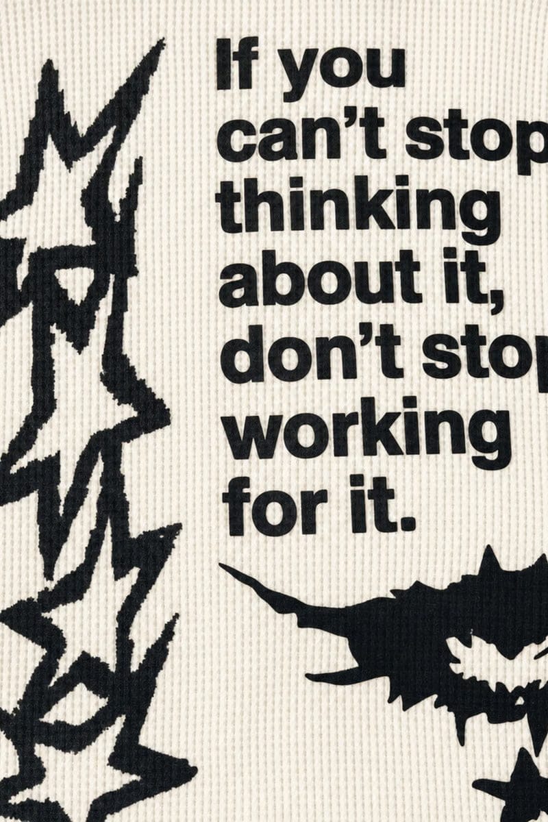 Forfksake Don't Stop Working Waffle Long Sleeve Off White