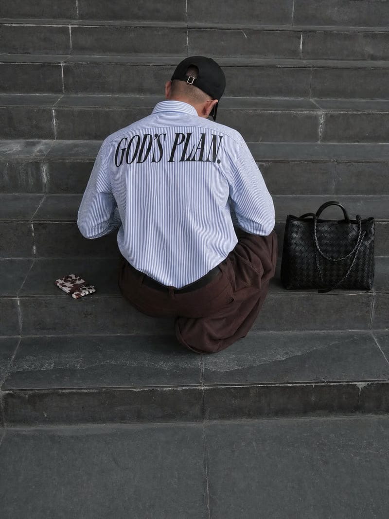 Forfksake God's Plan Blue Striped Shirt