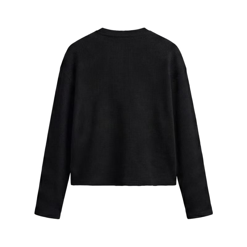 Forfksake God's Plan Waffle Long Sleeve Black