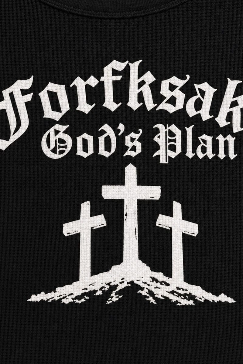 Forfksake God's Plan Waffle Long Sleeve Black
