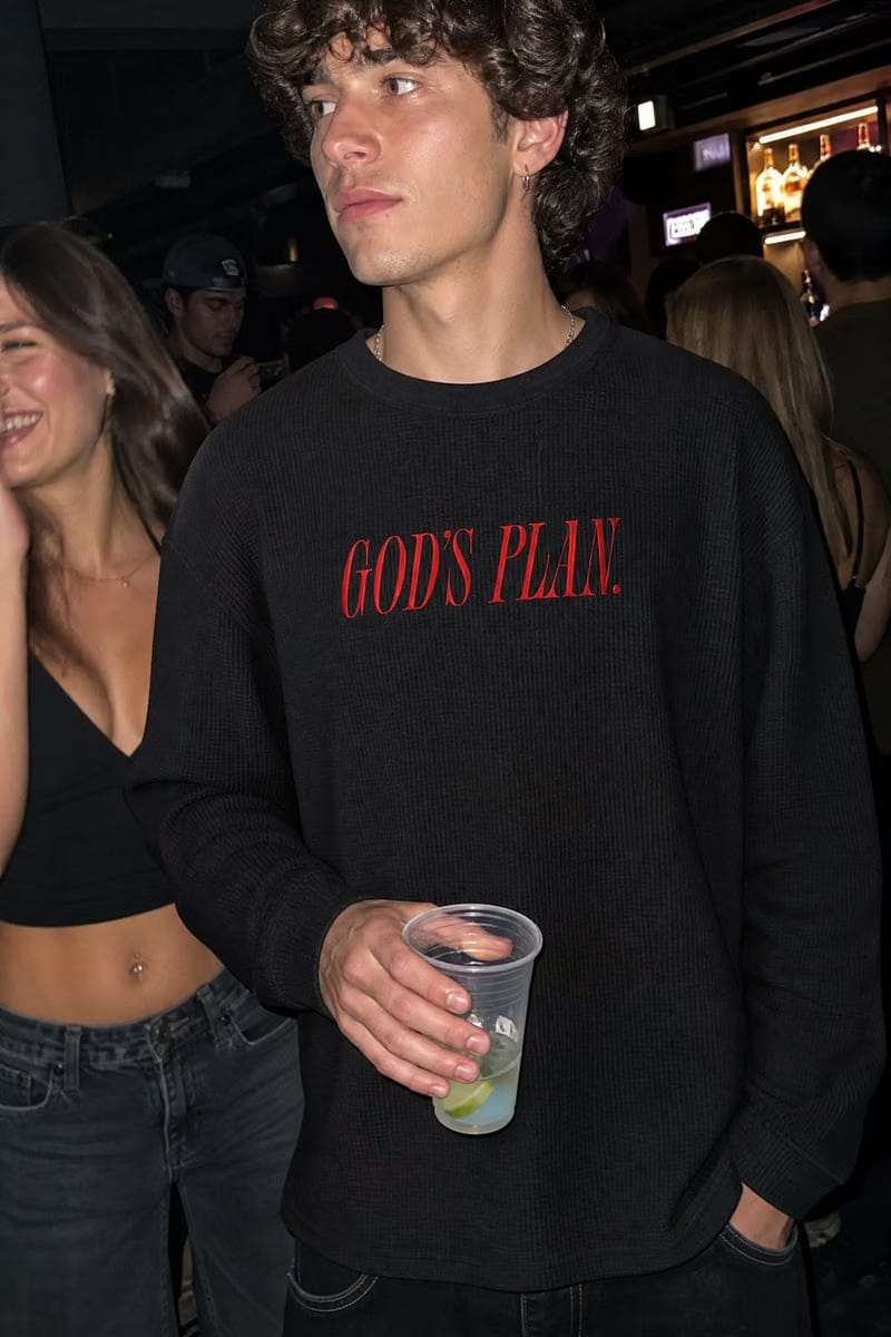 Forfksake God's Plan Waffle Long Sleeve Black