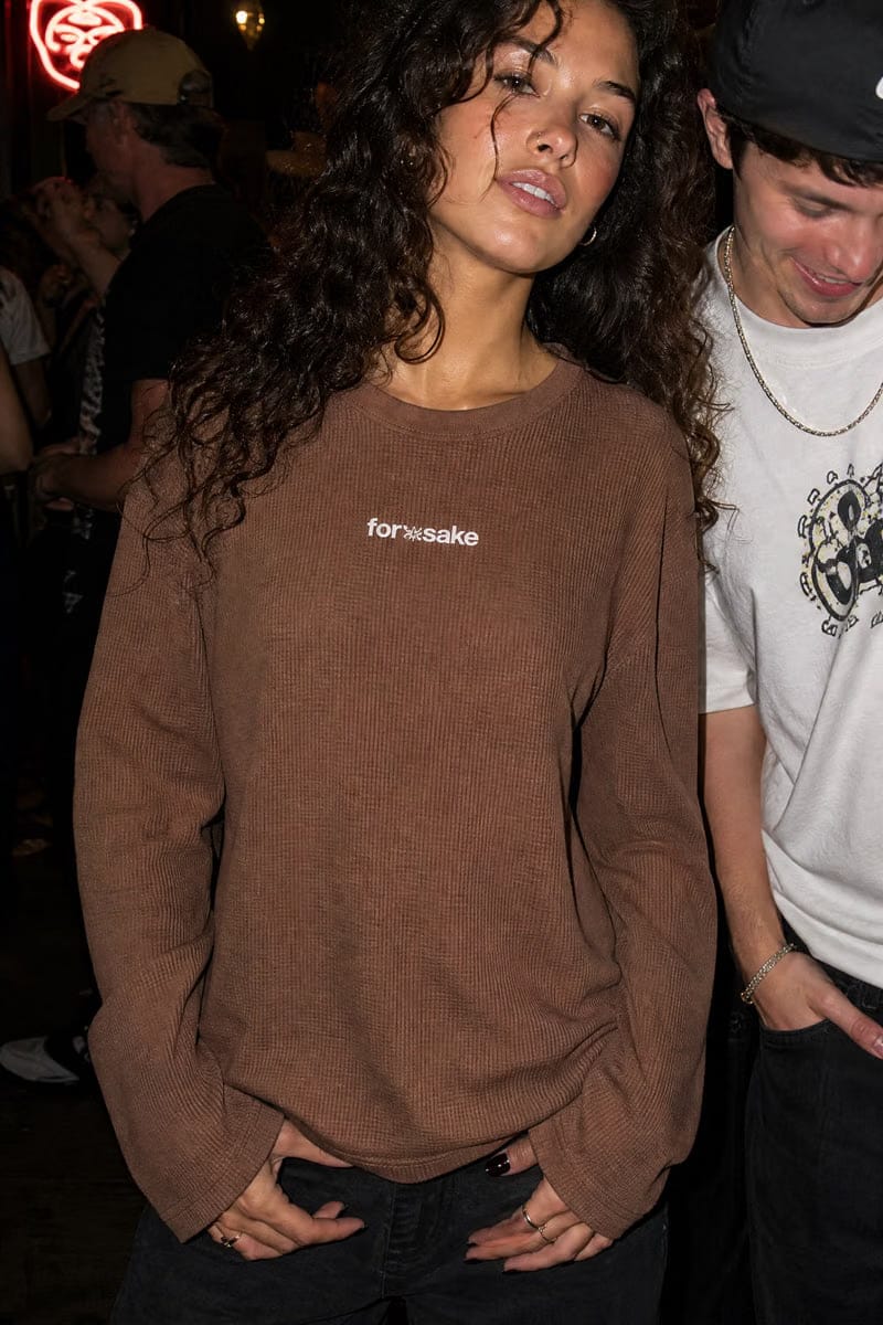 Forfksake Hotter Girlfriend Waffle Long Sleeve Brown