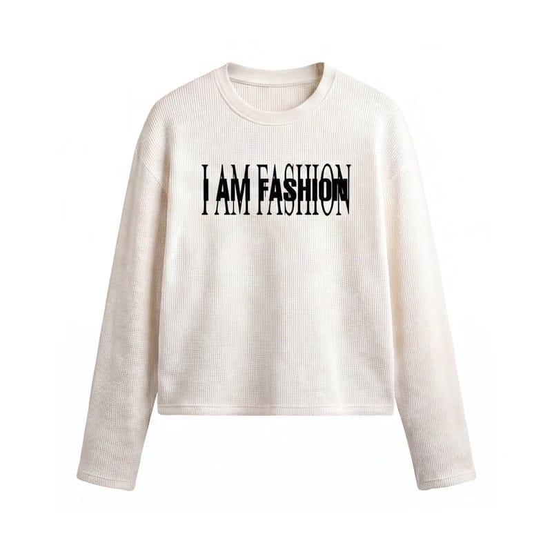 Forfksake I Am Fashion Waffle Long Sleeve Off White