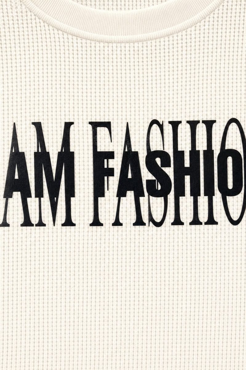 Forfksake I Am Fashion Waffle Long Sleeve Off White