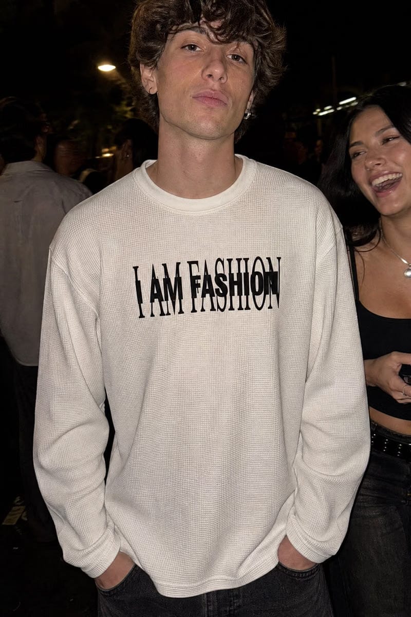 Forfksake I Am Fashion Waffle Long Sleeve Off White