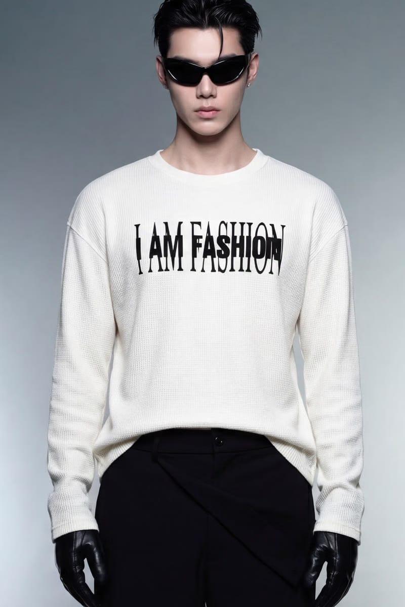 Forfksake I Am Fashion Waffle Long Sleeve Off White