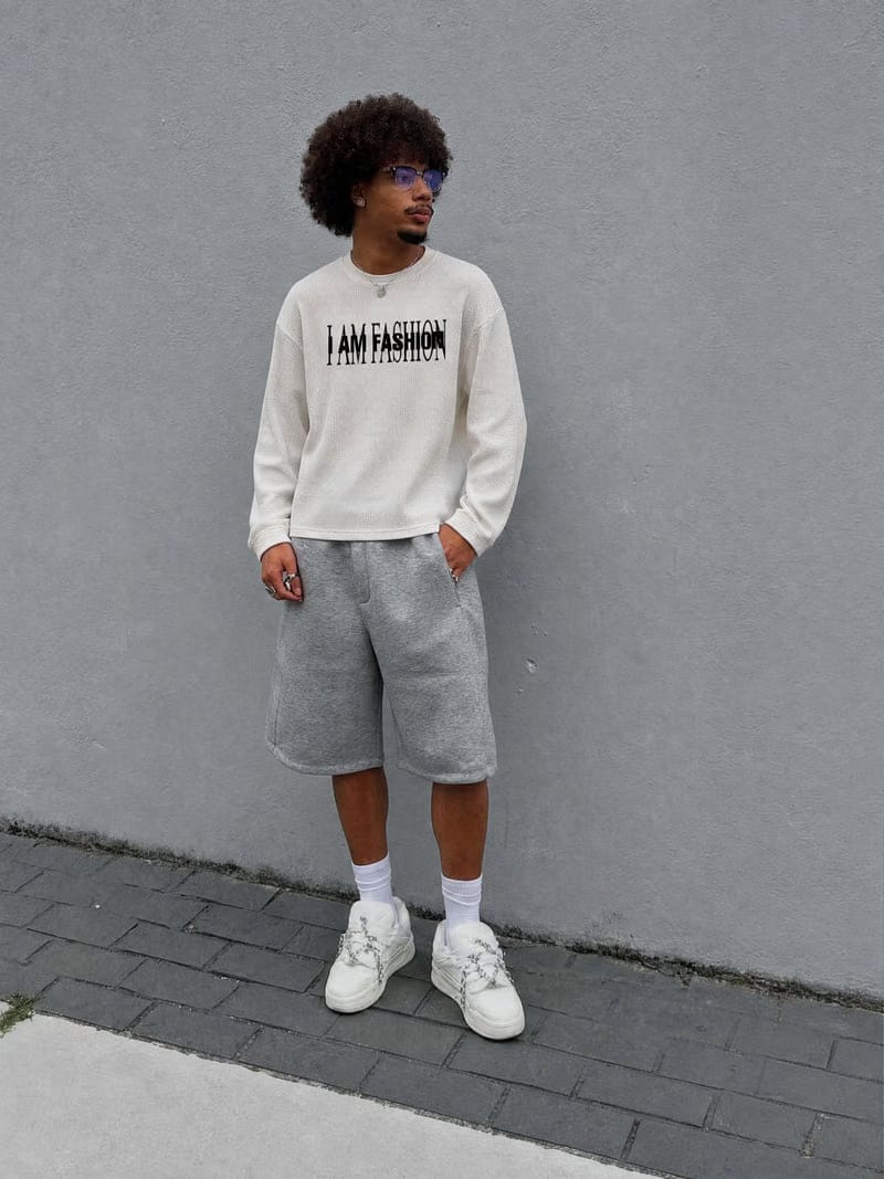 Forfksake I Am Fashion Waffle Long Sleeve Off White