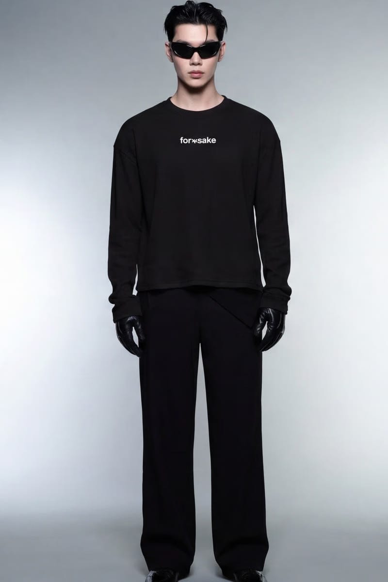 Forfksake Little Fucked Up Waffle Long Sleeve Black
