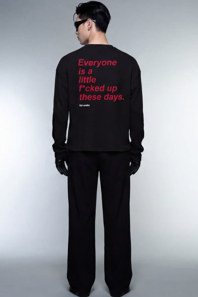 Forfksake Little Fucked Up Waffle Long Sleeve Black