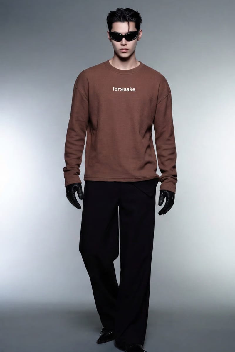 Forfksake Locally Hated Waffle Long Sleeve Brown