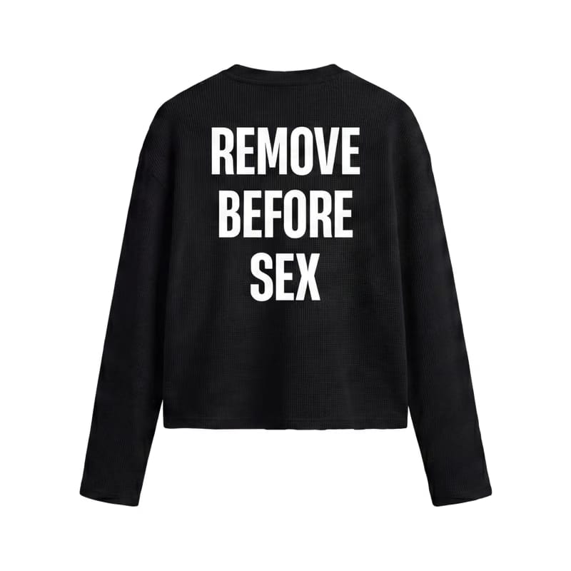 Forfksake Warning Label Waffle Long Sleeve Black