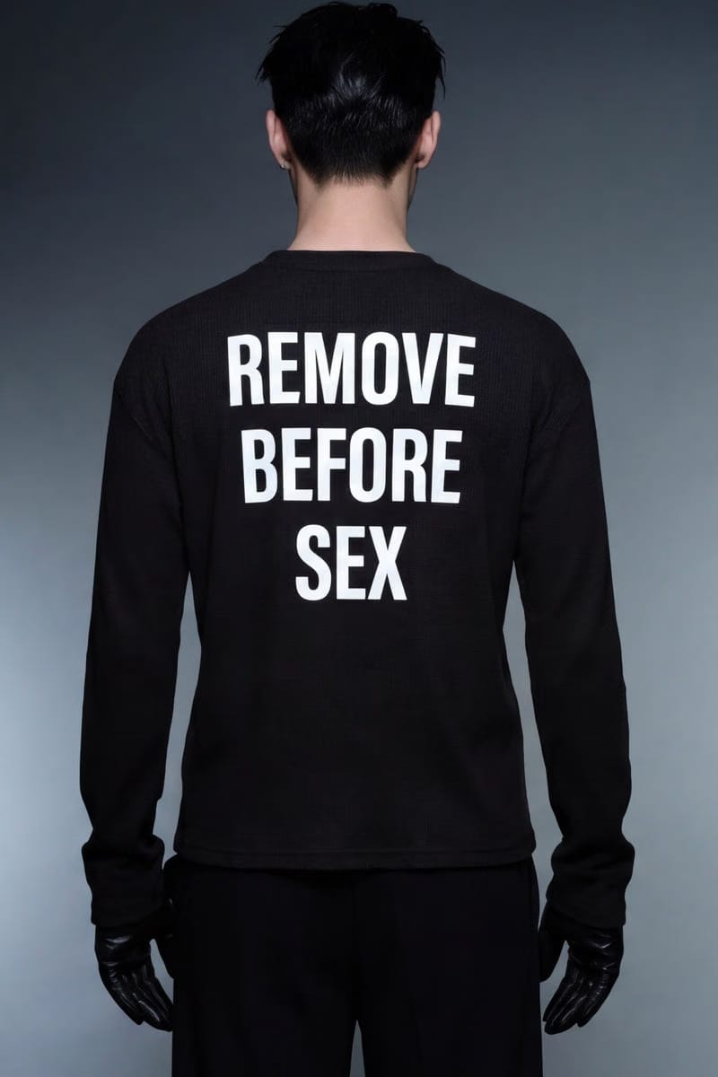 Forfksake Warning Label Waffle Long Sleeve Black