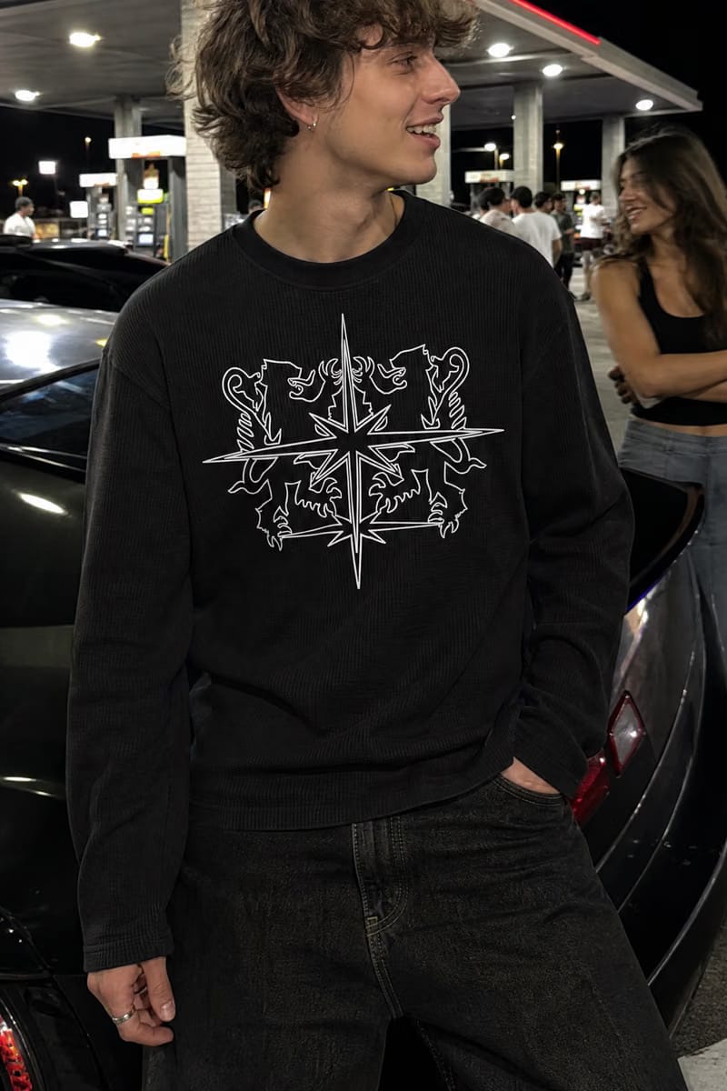 Myugen Axis Waffle Long Sleeve Black