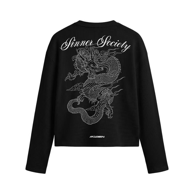 Myugen Sinner Society Waffle Long Sleeve Black