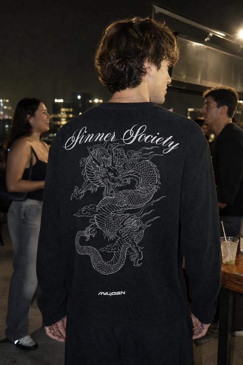 Myugen Sinner Society Waffle Long Sleeve Black