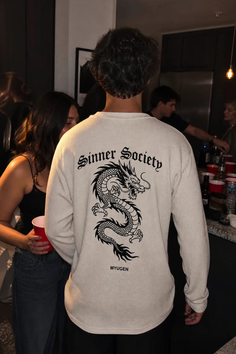 Myugen Sinner Society Waffle Long Sleeve Off White