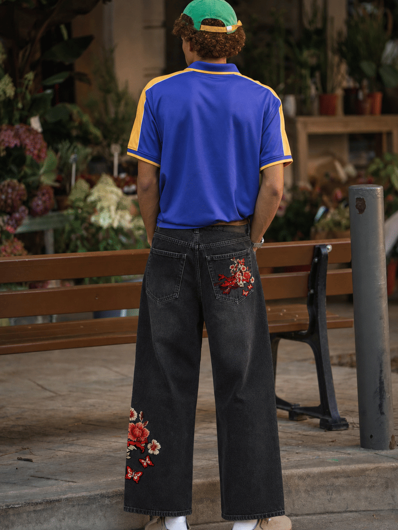 Myugen Hanae Embroidered Denim — Black (Limited Edition)