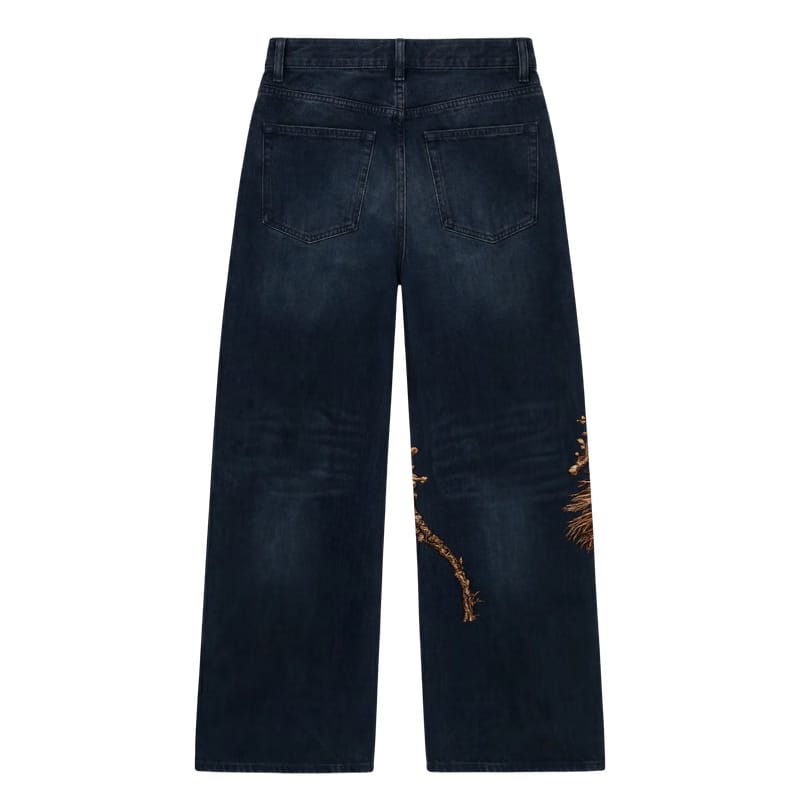 Off Supply Gilded Crane Embroidered Denim Jeans — Limited Edition