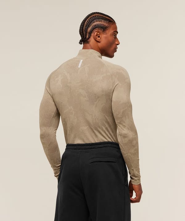 Gymshark Geo Seamless 1/4 Zip Cement Brown