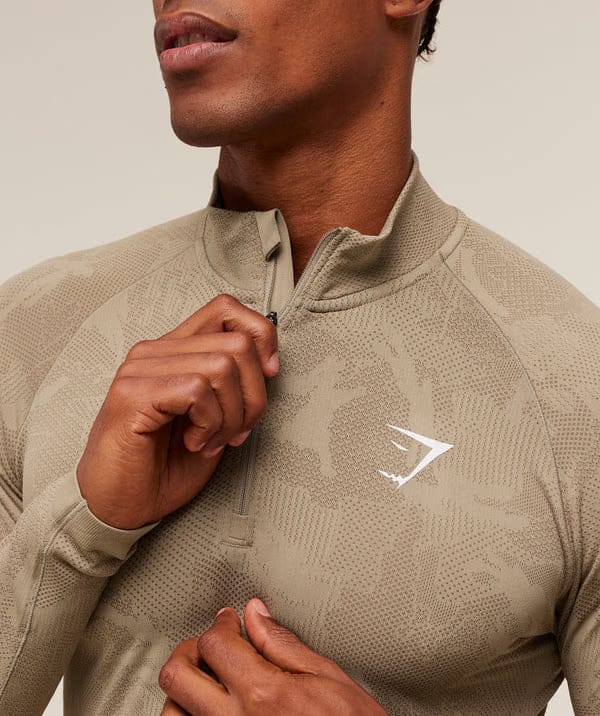 Gymshark Geo Seamless 1/4 Zip Cement Brown