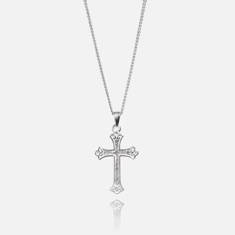 Cross Pendant With Curb Chain