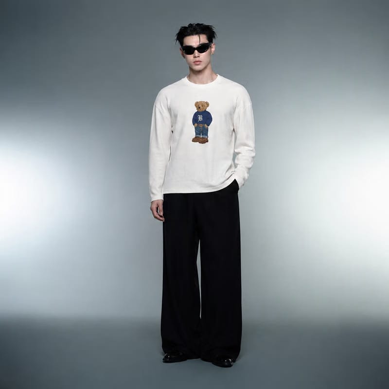 Blacklist Bear Basics Waffle T-Shirt Off White