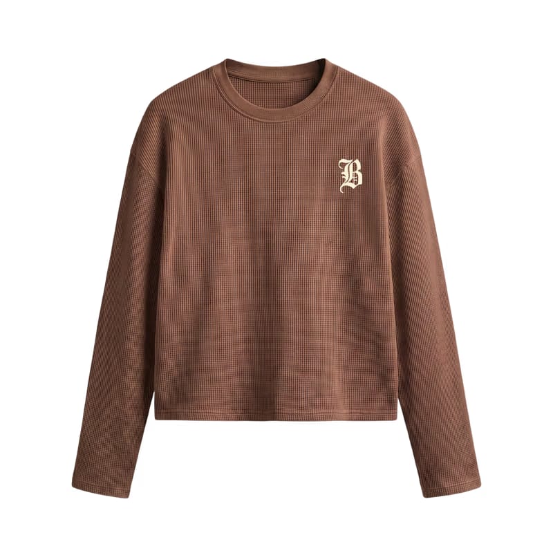 Blacklist Classic Minimal Waffle T-Shirt Brown