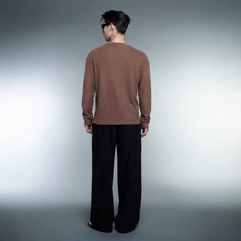 Blacklist Classic Minimal Waffle T-Shirt Brown