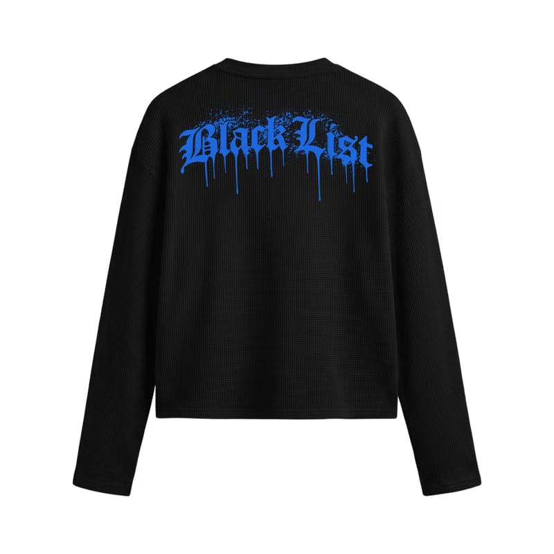 Blacklist Drip Blue Oversized Waffle T-Shirt Black